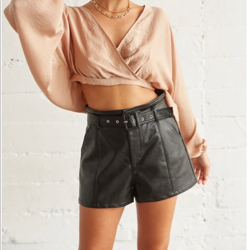 BRAND NEW Belted Vegan Leather Shorts